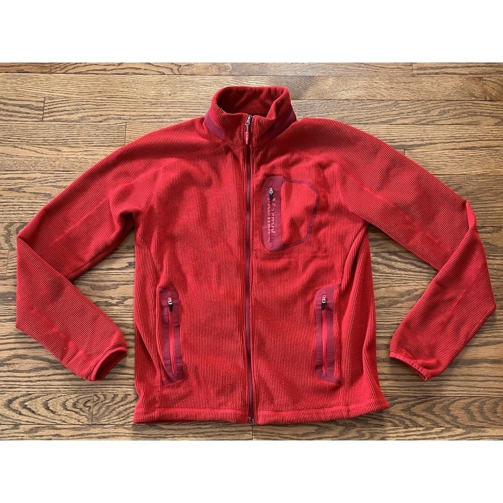 Marmot Knit Fleece Full Zip Jacket Mens Size‎ Small Red Gorpcore